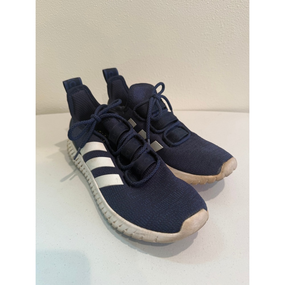Adidas Kaptir Mens Navy Blue White Knit Athletic Running‎ Sneakers Shoes